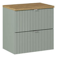 WASCHTISCHUNTERSCHRANK 60 cm 2 Teile - Line Reed Green L BM94 in Schilfgrün/ Evoke Eiche - Eiche Artisan/Grün, Holz (60/57/40cm)