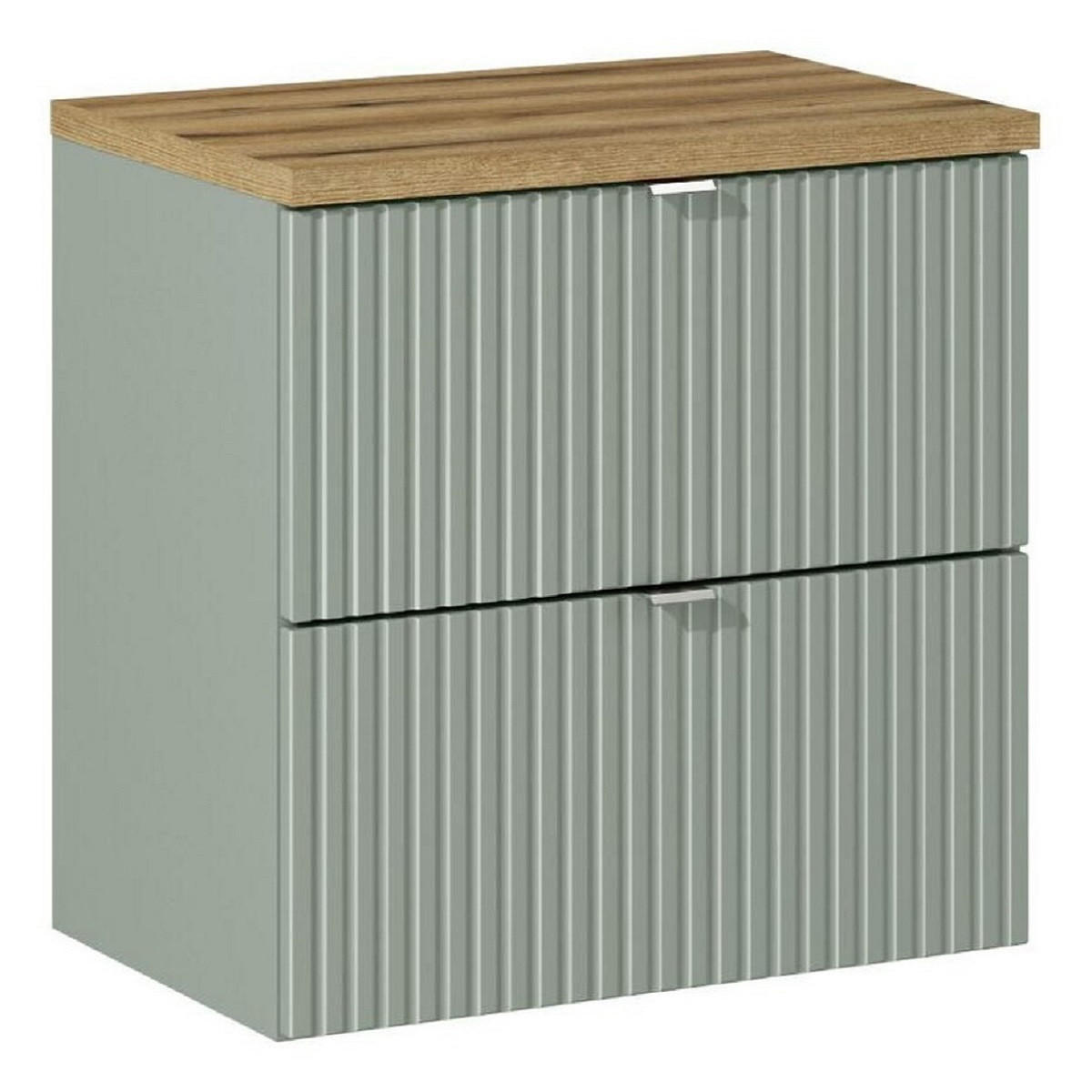 WASCHTISCHUNTERSCHRANK 60 cm 2 Teile - Line Reed Green L BM94 in Schilfgrün/ Evoke Eiche - Eiche Artisan/Grün, Holz (60/57/40cm)