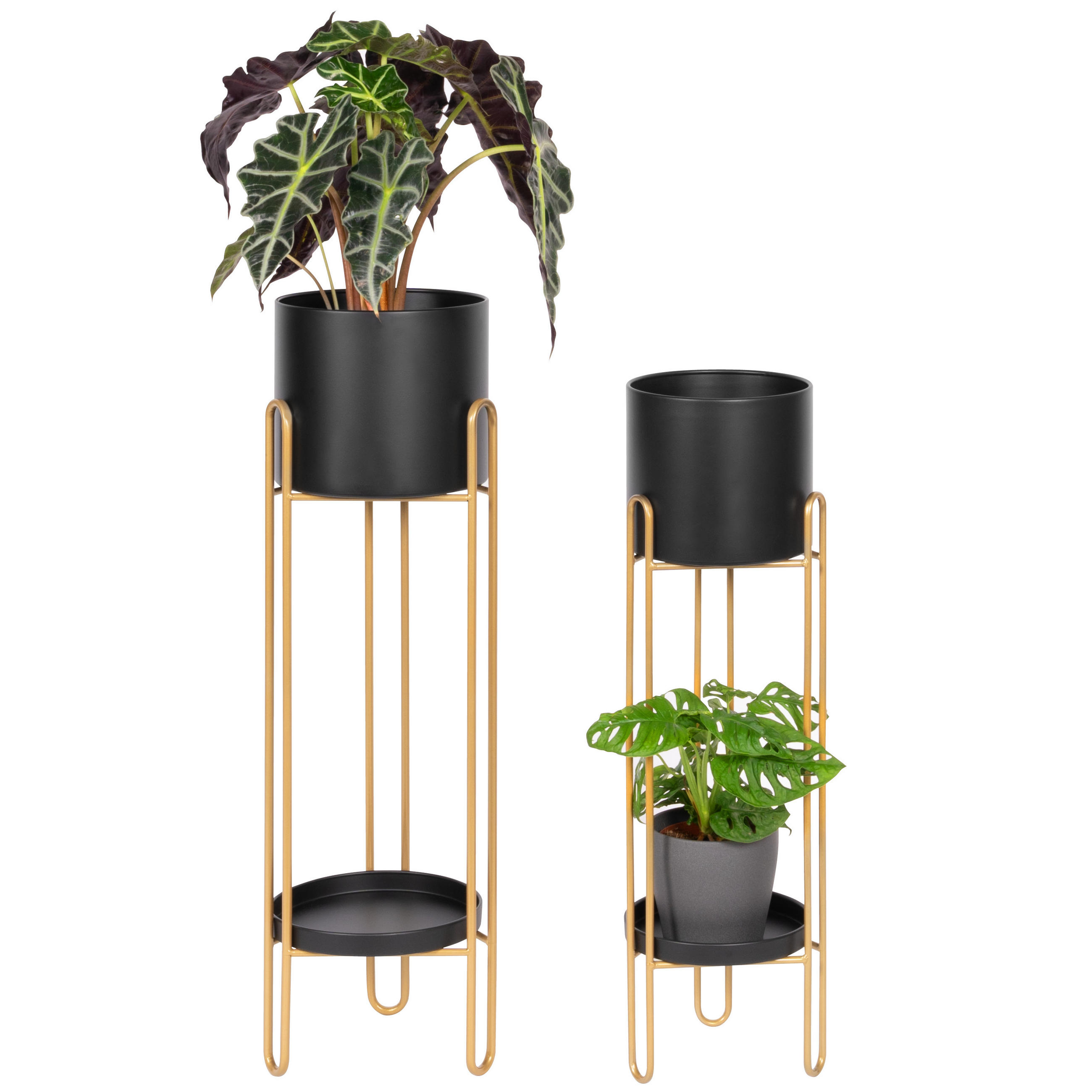 BLUMENHOCKER 2er Set, schwarz, Metall - Goldfarben, Metall (24.7/24.7/83cm) - bremermann