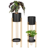 BLUMENHOCKER 2er Set, schwarz, Metall - Goldfarben, Metall (24.7/24.7/83cm) - bremermann