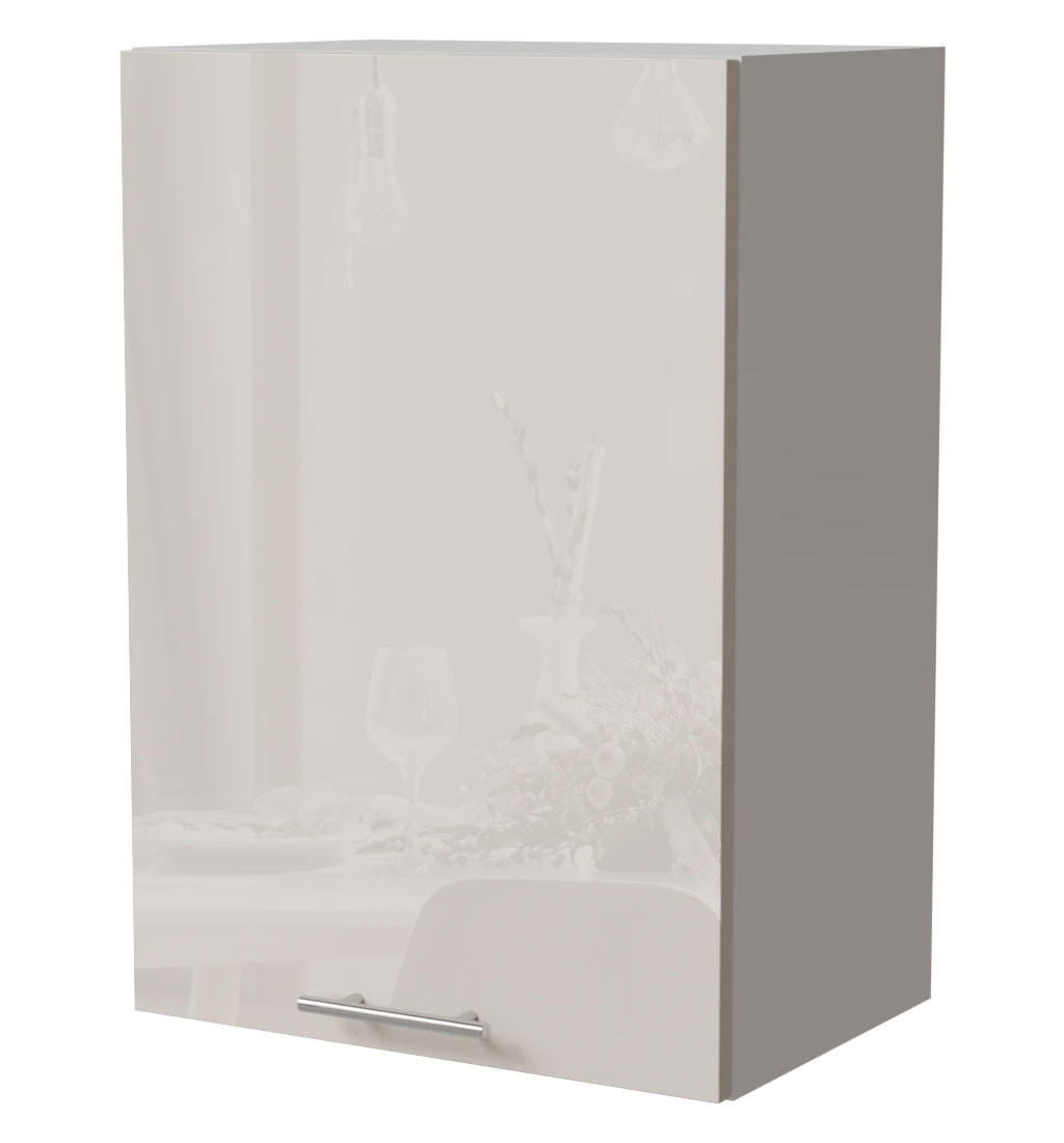 HÄNGESCHRANK Brerra W2/50 Weiß / RAL 9001 creme Hochglanz 50 / 32,5 / 72cm - Creme/Weiß, Holz/Holzwerkstoff (50/72/32.5cm) - Feldmann-Wohnen