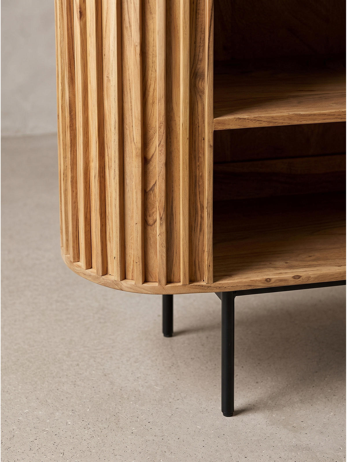 BÜCHERREGAL MELA, Akazie Massivholz, mit Stauraum, 105 x 40 x 122 cm - Akaziefarben, Holz/Metall (105/122/40cm) - KADIMA DESIGN