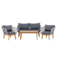 LOUNGE-SET, Chania, Grau, Akazie., 60 x 110 x 45 cm, 4-teilig - Grau, Holz - ebuy24
