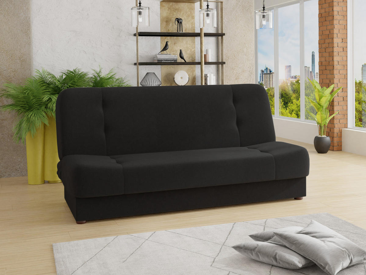 SCHLAFSOFA Sena - Schwarz/Braun, Holz/Kunststoff (195/89/89cm) - Sofnet