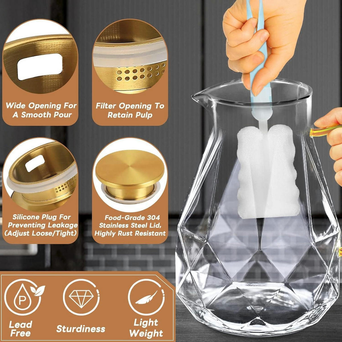 GLASKARAFFE mit Deckel 2.2 Liter - Transparent, Glas (15/15cm)