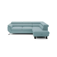 ECKSOFA Raven L mit Schlaffunktion und Bettkasten, Freistehend, Polstersofa mit Verstellbaren Kopfstützen, 257x198x96 cm – Rechte, Hellblau - Hellblau, Holz/Textil (256/198cm) - DomoHome