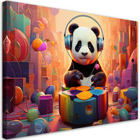 LEINWANDBILD Panda mit Kopfhörern - Multicolor, Textil (60/40cm) - Feeby