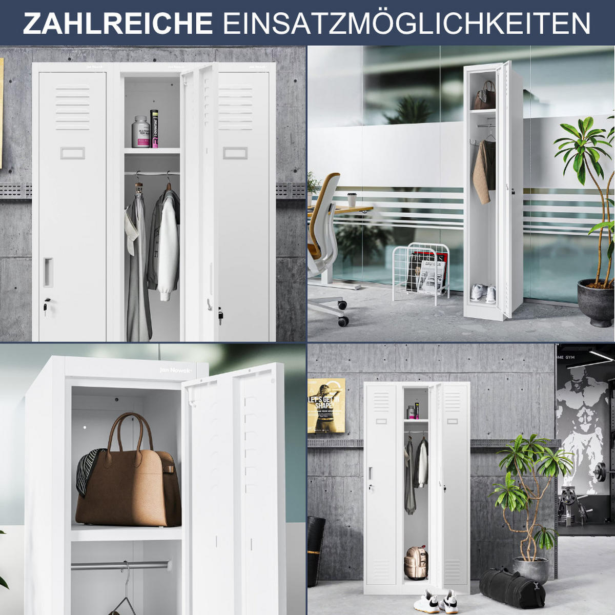 UMKLEIDESCHRANK Spind WIEN 1 Abteil 180x30x50cm Weiß - Weiß, Metall (30/180/50cm) - DELUKE