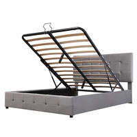 POLSTERBETT 140/200 cm mit hydraulischem Bettkasten und verstellbarem Kopfteil, Grau - Grau, Textil (140/200cm) - Redom