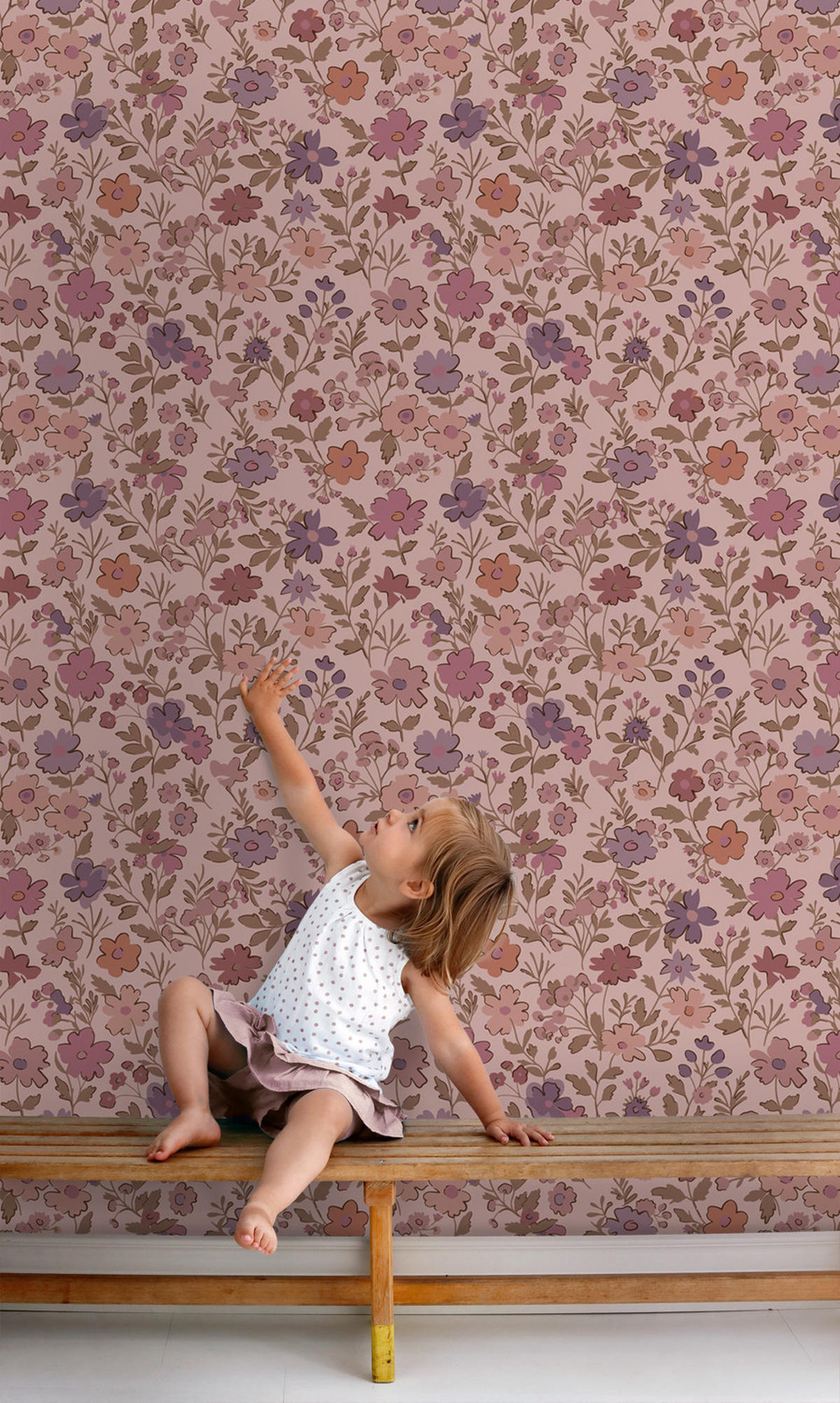 TAPETE Blumen 50 x 900 cm - Lila, Papier (50/0.1cm) - ESTAhome