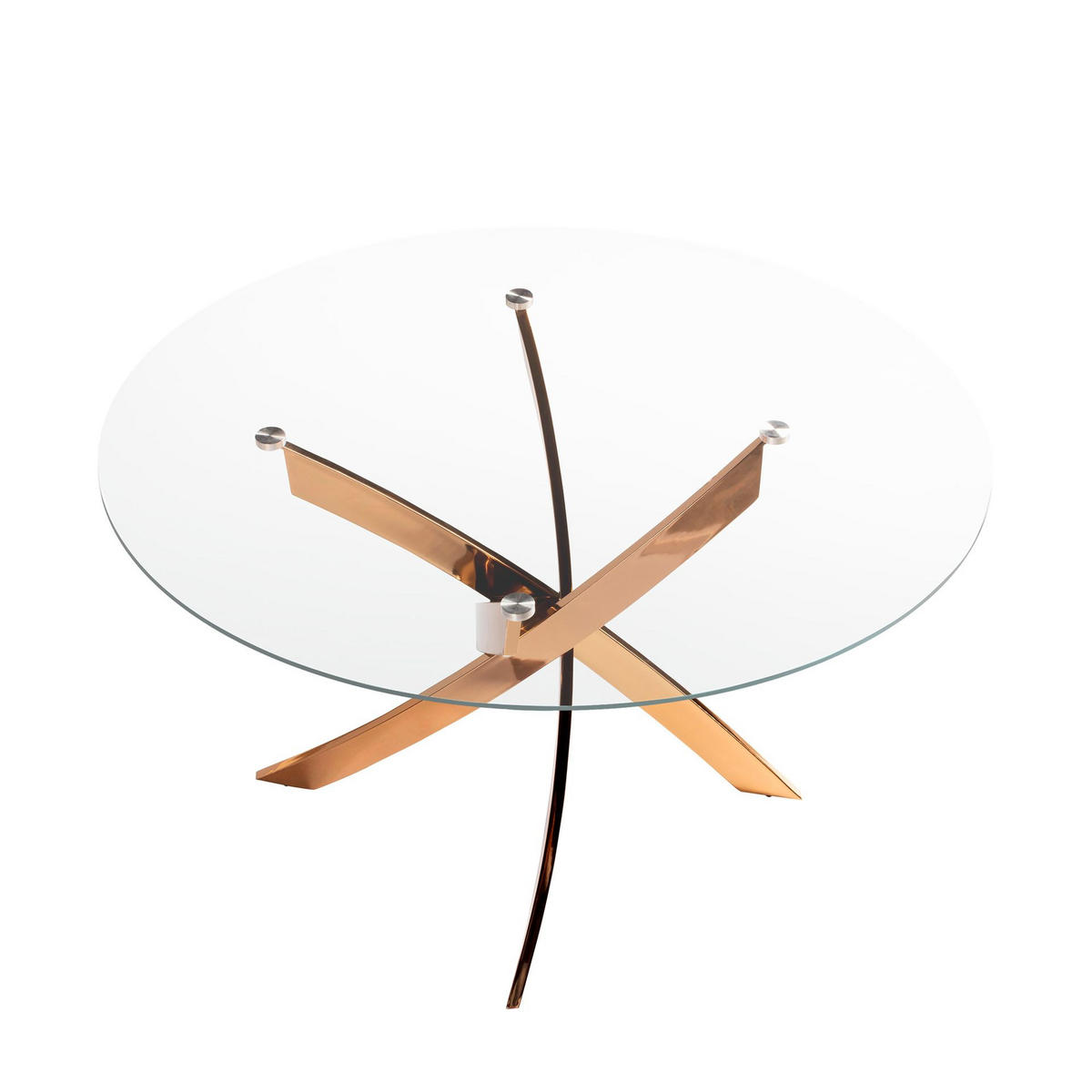 ESSTISCH Runder Esstisch aus gehärtetem Glas und rosa Stahl Ø110/75 cm - Pink/Hellrosa, Glas/Metall (110/110/75cm) - ANGEL CERDA