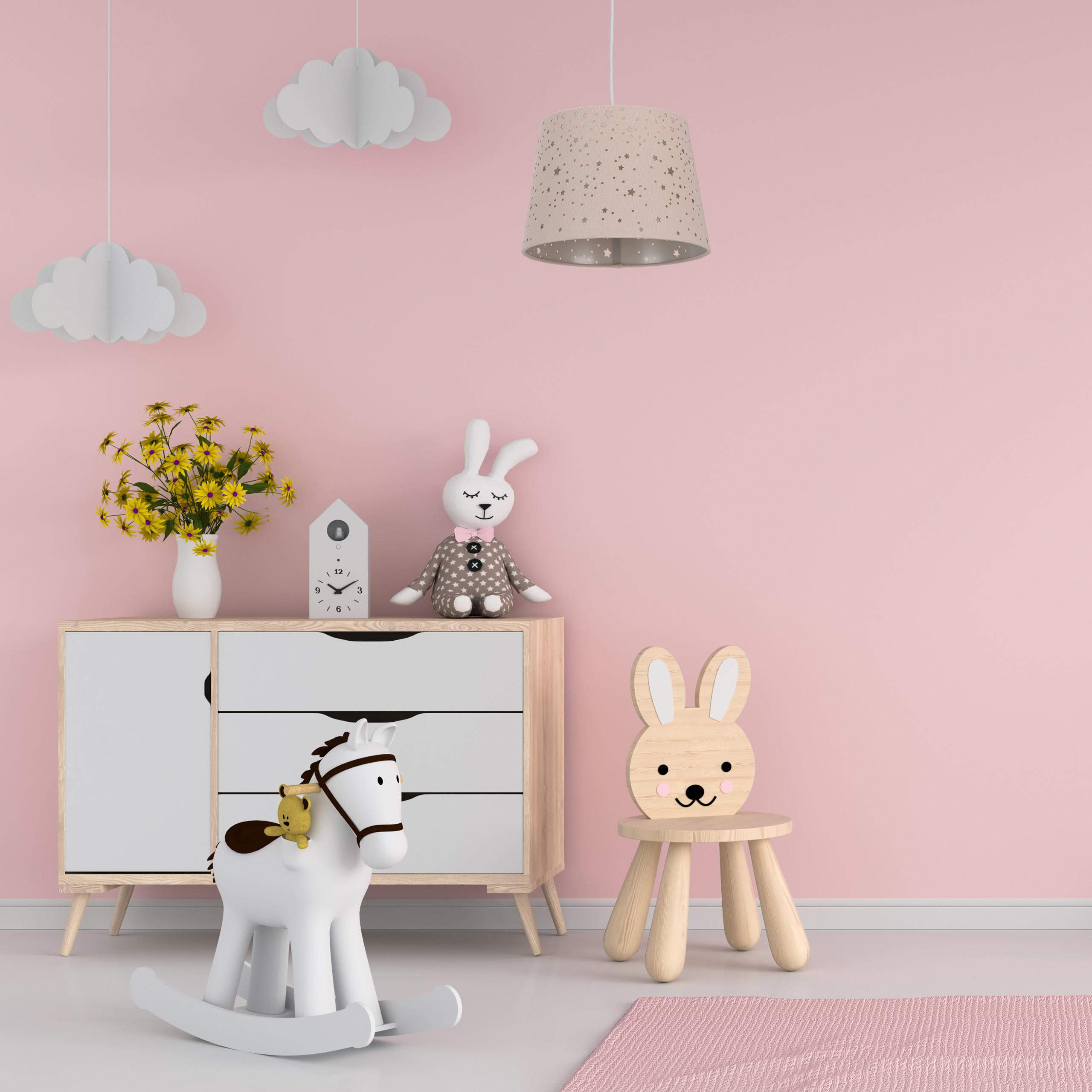 KINDERZIMMERLAMPE - Rosa, Kunststoff/Textil (27/27/122cm) - Relaxdays