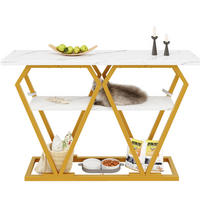 KONSOLENTISCH 120/29,5/80 cm Weiß in Marmoroptik mit Ablage MDF Metall - Weiß, Holzwerkstoff (120/29.5/80cm) - OKWISH