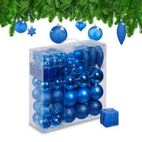 WEIHNACHTSKUGELN-SET 110-tlg. - Blau, Kunststoff (8/9/8cm) - Relaxdays