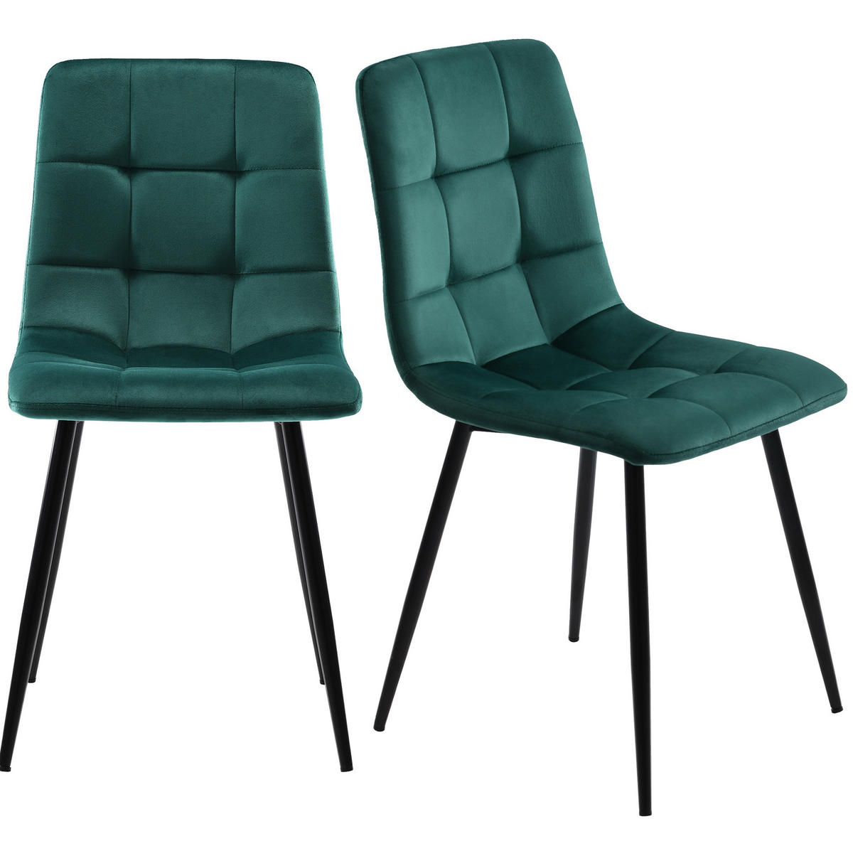 ESSZIMMERSTUHL gepolstert 4er-Set 44 x 41 x 86 cm Samt Grün - Grün, Metall (44/86/46cm) - Meubliv