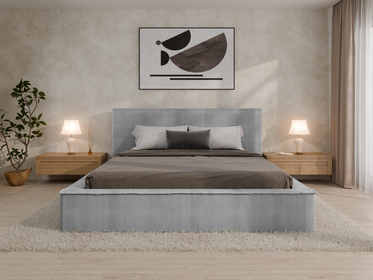 POLSTERBETT SANA180x200cm Elegantes Polsterbett für modernen Wohnstil , Federkernmatratze ELDAR (18cm), grau - Grau, Holz (180/200cm) - Panda Möbel