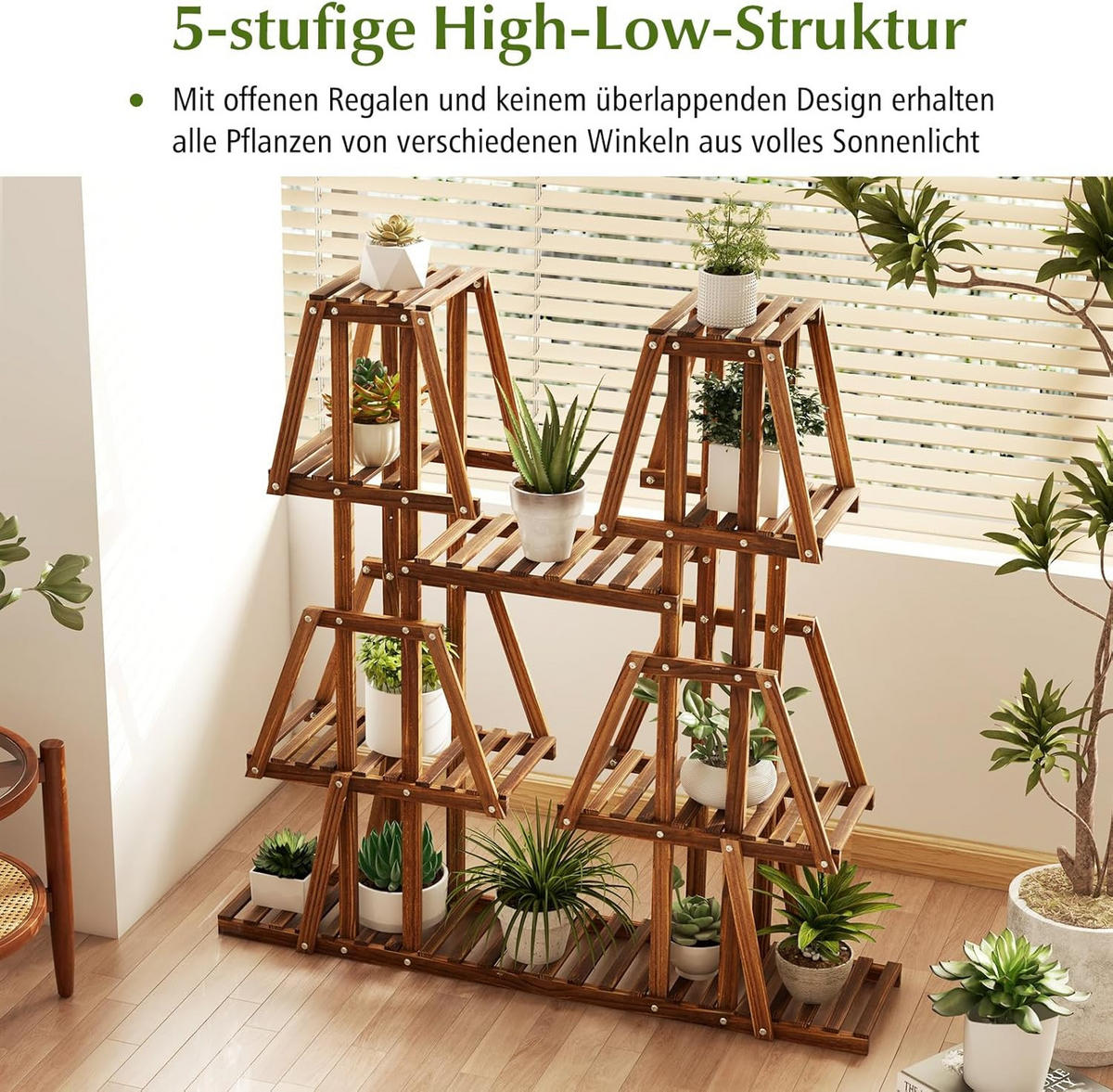 PFLANZENTREPPE Braun - Braun, Holz (27/114/113cm) - COSTWAY