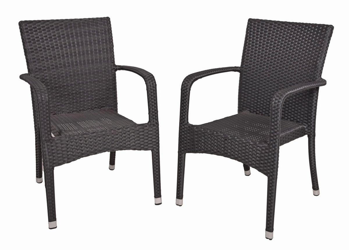 GARTENSTUHL 2er Set Clara Stapelstuhl - Schwarz, Kunststoff (57/87/55cm) - DELUKE