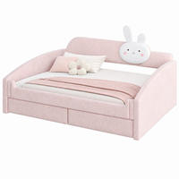 POLSTERBETT Kinder 90x200 cm mit Schubladen LED Samt Pink - Pink, Holz (90/200cm) - Meubliv