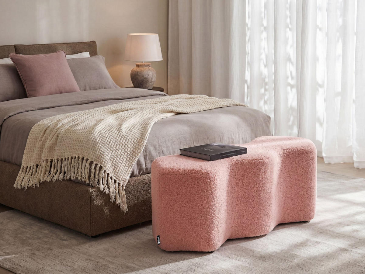 POLSTERBANK Bouclé Rosa Littleton - Pink, Textil (86/38/30cm) - Beliani