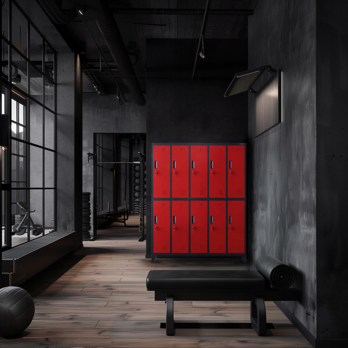 SCHLIESSFACHSCHRANK Bartek - Anthrazit/Rot, Metall (136/172/45cm) - Jan Nowak