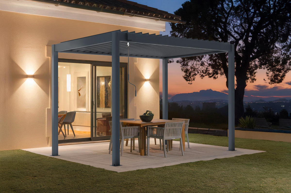 PERGOLA BIOKLIMATISCHE SELBSTTRAGENDE Piana grauem 3m x 2m - Grau, Metall (196/218/304cm) - Cazeboo