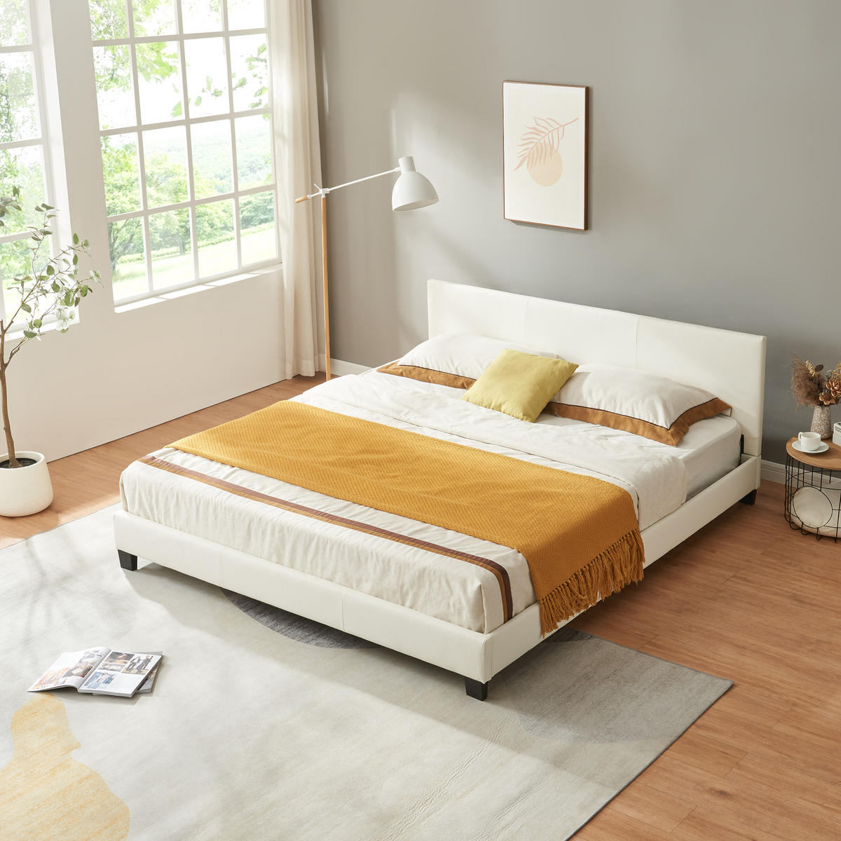 POLSTERBETT Albacete mit Matratze - Weiß, Textil (180/200cm) - Corium