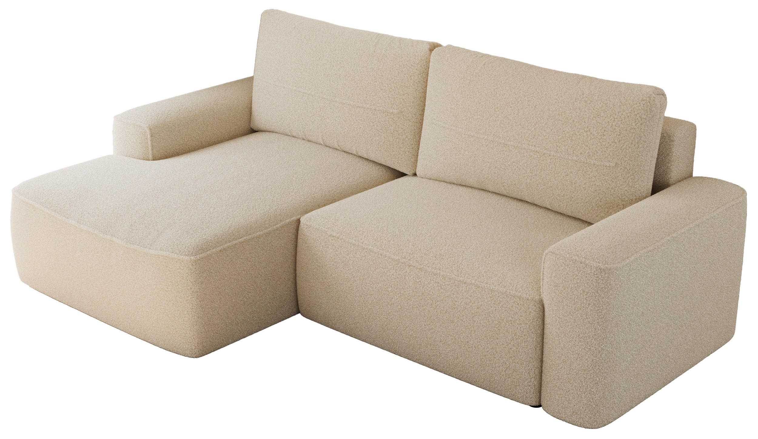 ECKSOFA BELLUNO L Beige Boucle - Links - Beige/Schwarz, Textil (144/233cm) - MKS