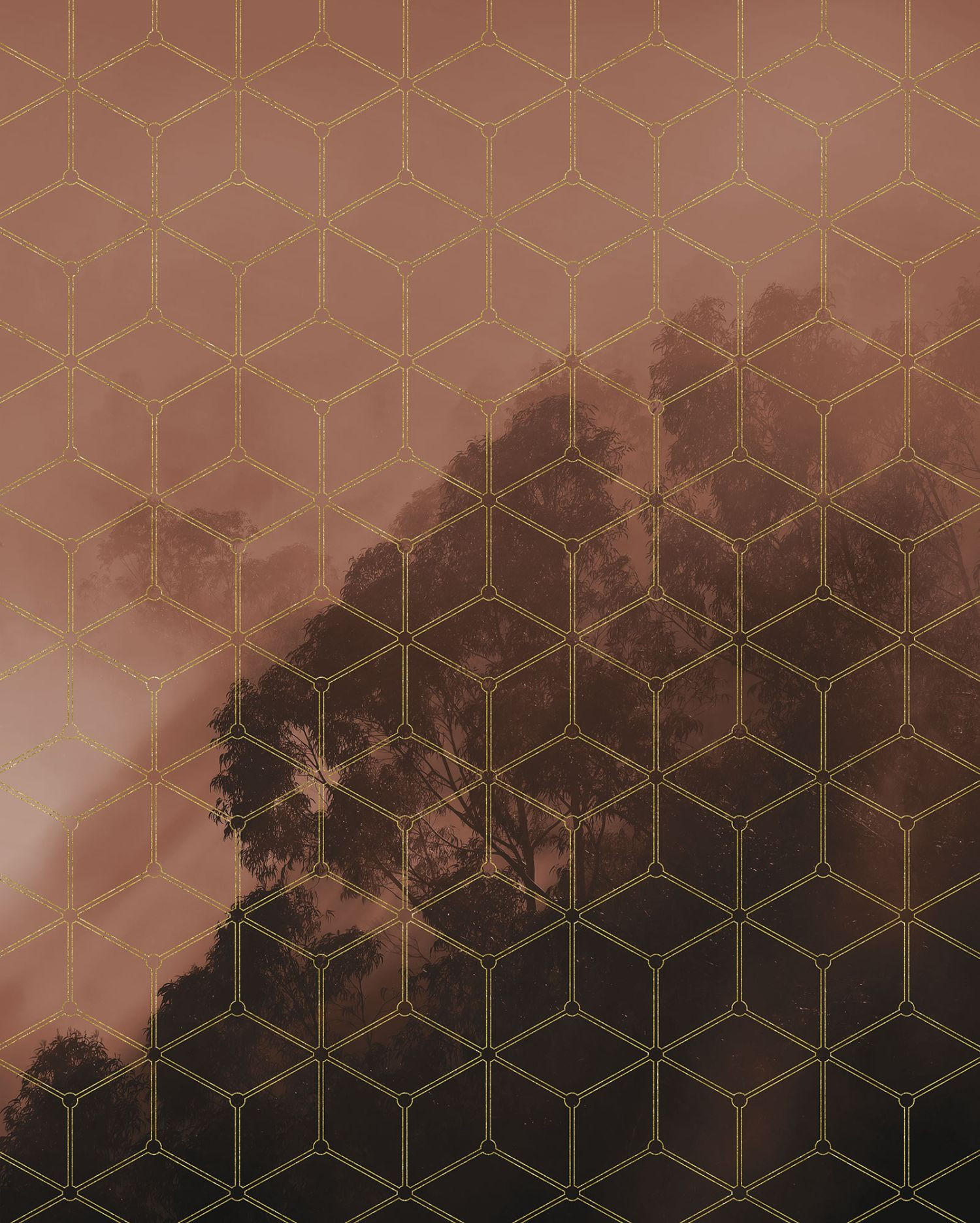 FOTOTAPETE Hexagon 200 x 250 cm - Terracotta, Papier (200/250cm) - Sanders & Sanders