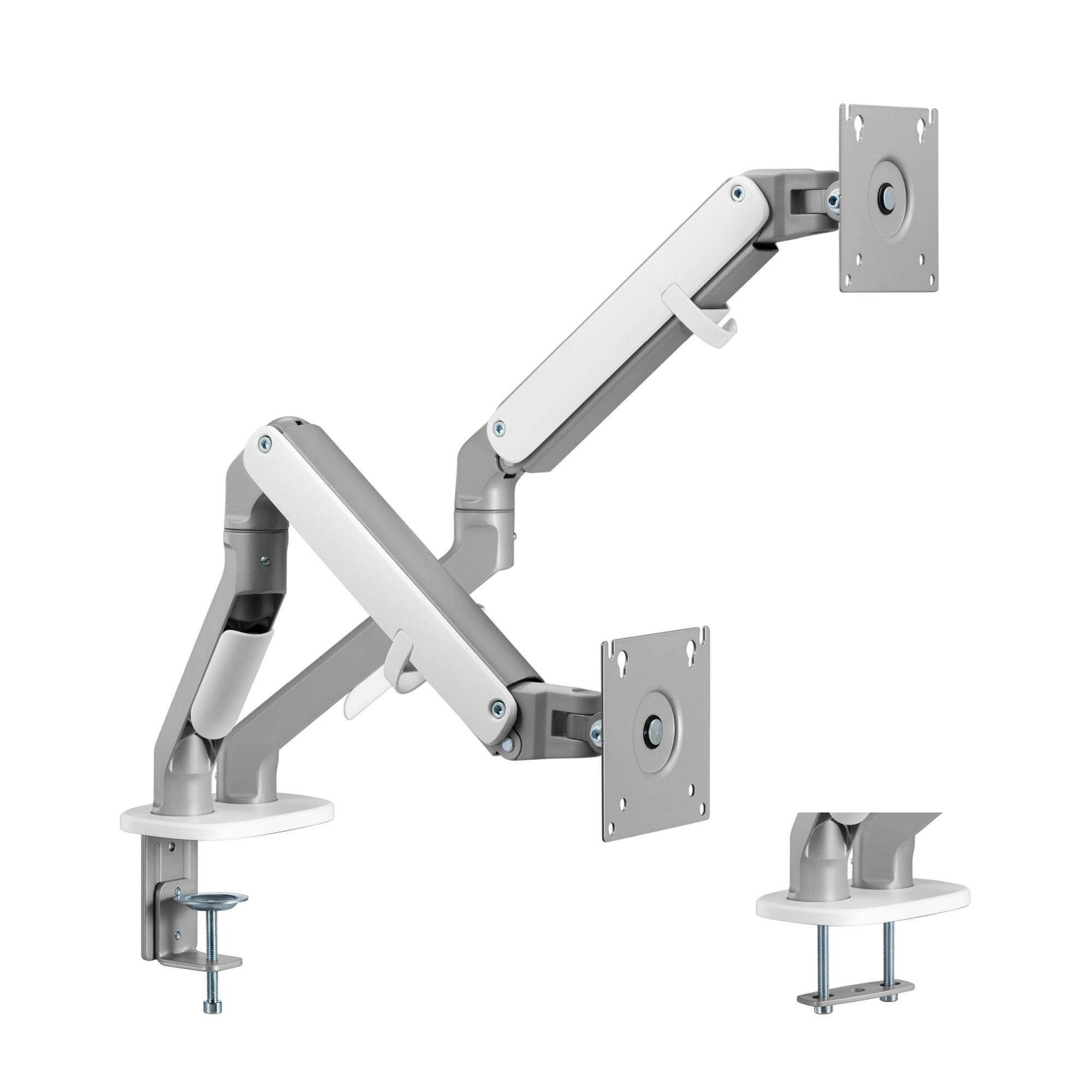 DUAL-MONITORHALTERUNG Selbu - Silberfarben, Kunststoff/Metall (11/104.5/58cm) - pro.tec