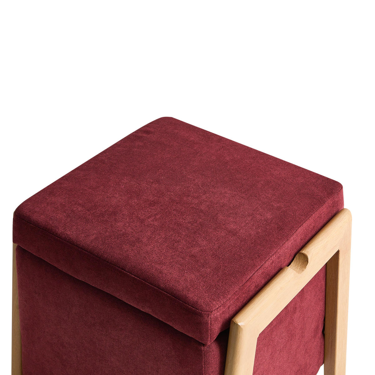 POUF cu spațiu de depozitare textil 45 cm roșu bordeaux Edland - roșu închis, metal (45/44/43cm) - Beliani