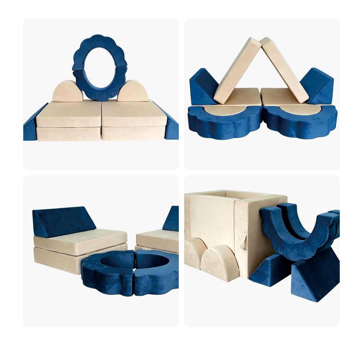SPIELSOFA Blau Kinder 10-tlg.-Set modular - Multicolor, Kunststoff/Textil (150/47/65cm) - Relaxdays
