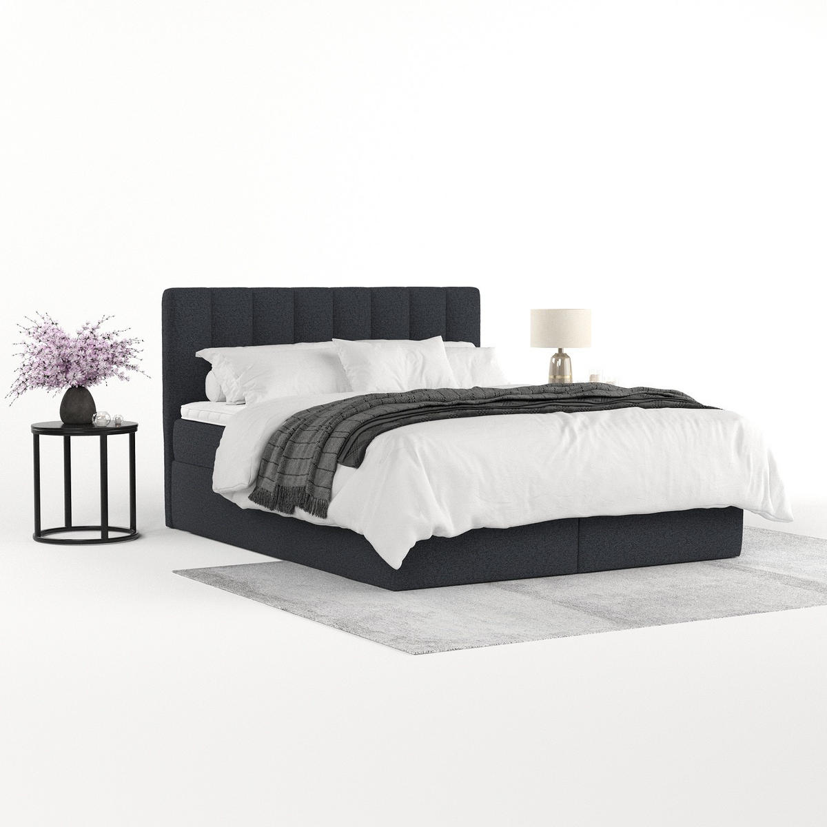 BOXBETT Lusso 180/200 cm Anthrazit im Riva Stoff - Anthrazit/Schwarz, Holz/Holzwerkstoff (180/200cm) - AltaBeds