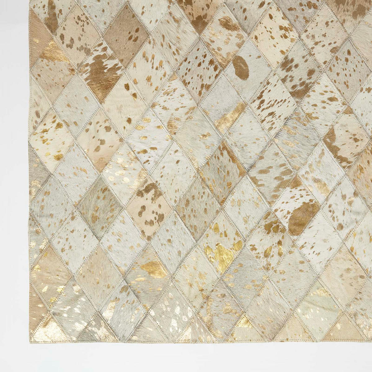 PATCHWORK-TEPPICH Leder, Rauten-Muster 90/150 cm - Multicolor, Leder/Textil (90/150cm) - Homescapes
