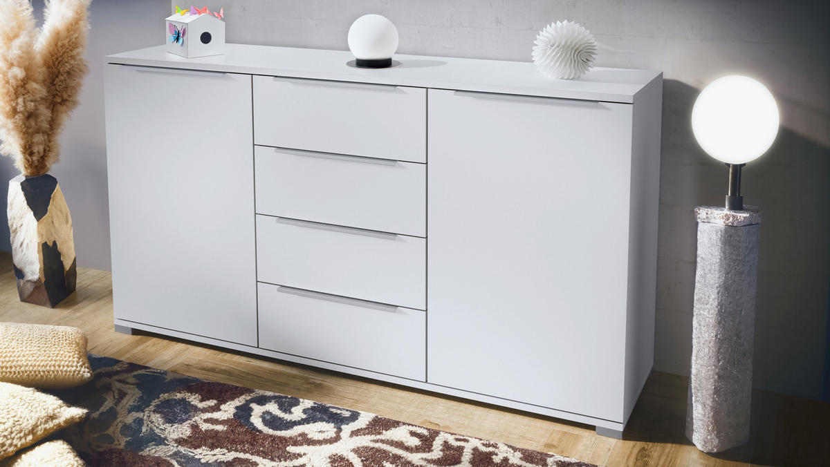 SIDEBOARD Linio Weiß matt - Weiß, Holzwerkstoff (138.5/75.5/35cm) - Vladon