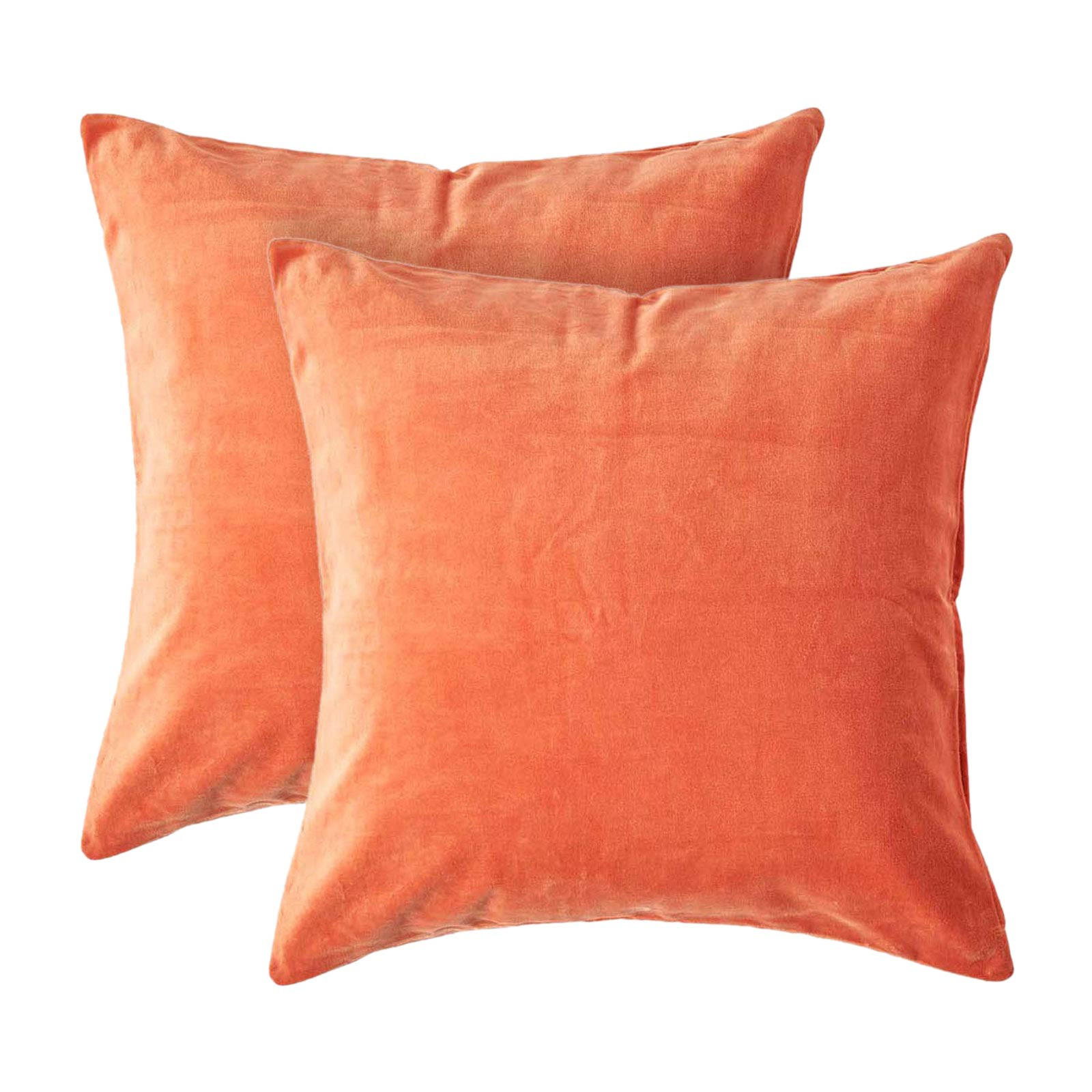 KISSENHÜLLEN 2er-Set Baumwollsamt orange 40/40 cm - Orange, Textil (40/40cm) - Homescapes