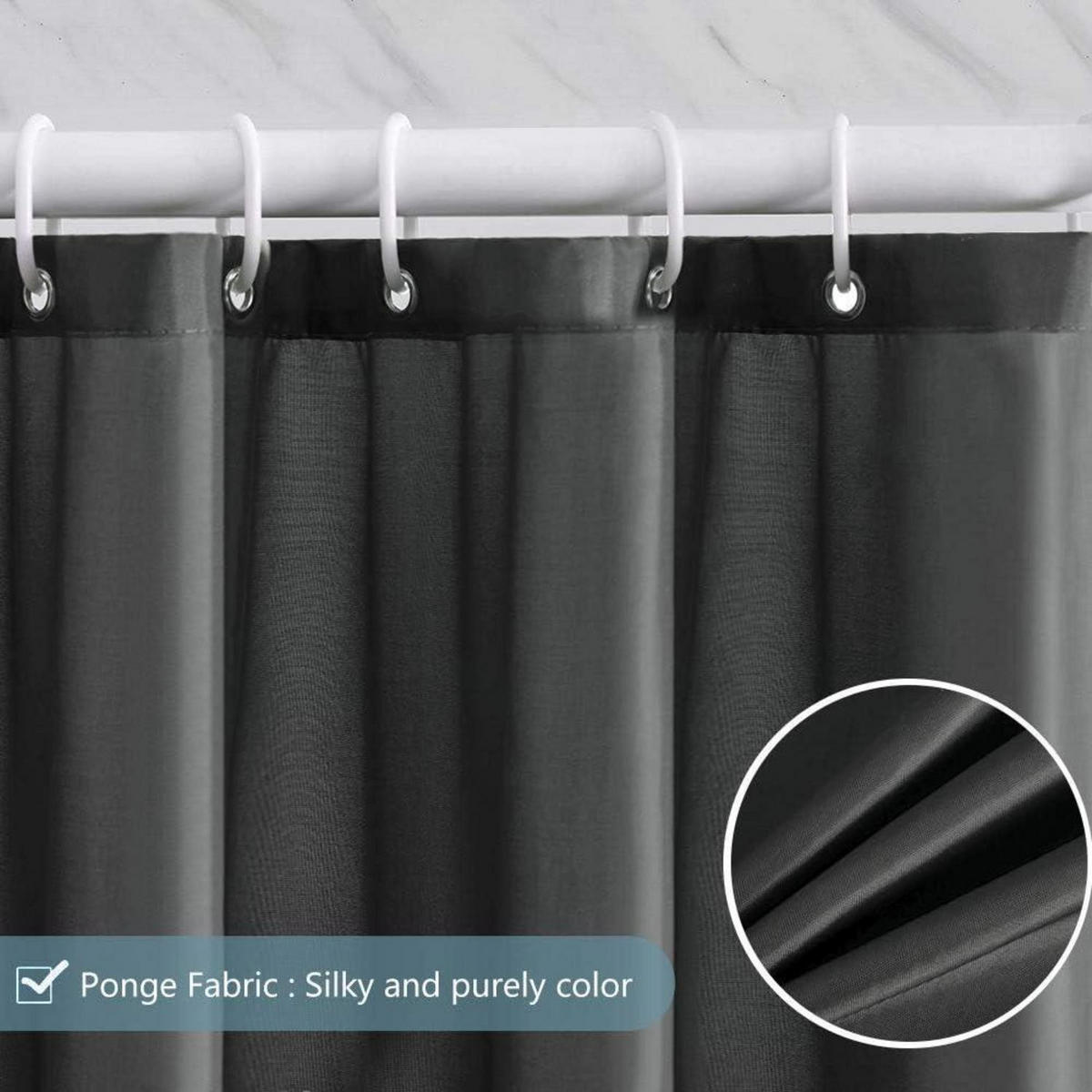 DUSCHVORHANG Polyester Dunkelgrau 150 x 180 cm - Anthrazit, Textil (150/180cm)