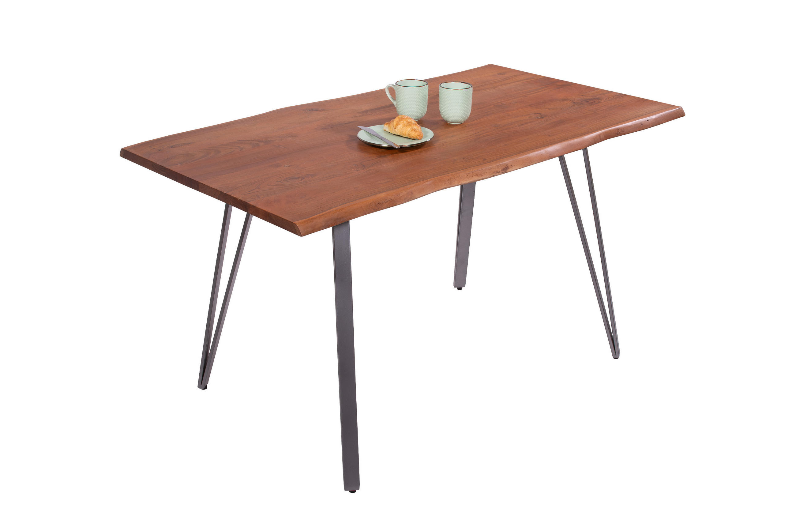 ESSTISCH CELIA - Silberfarben/Braun, Holz/Metall (80/120/77cm) - SAM
