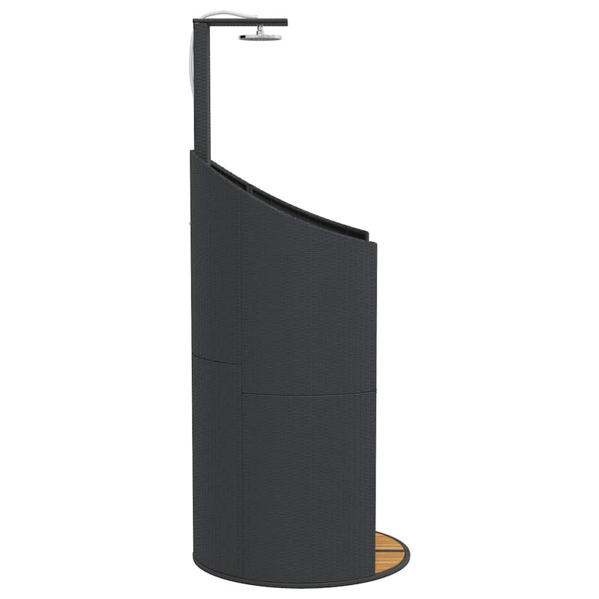 GARTENDUSCHE Schwarz 100/100/241.5 Cm Poly Rattan Akazienholz - Schwarz, Holz (100/241.5/100cm) - vidaXL