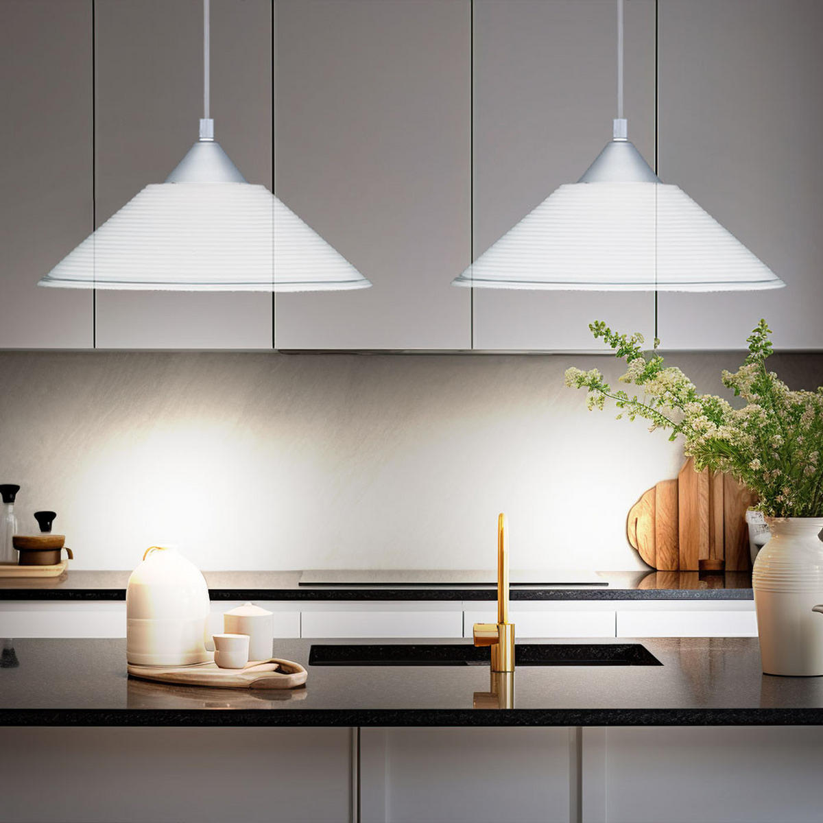 HÄNGELEUCHTE Weiß Metall - Weiß, Glas (30/30/125cm)