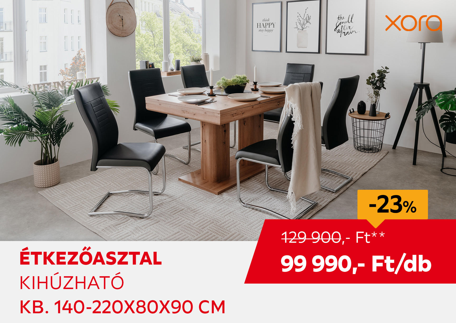 ÉTKEZŐASZTAL kb. 140-220x80x90 cm Kiemelt termék 129900 Ft.- helyett 99990 Ft.-