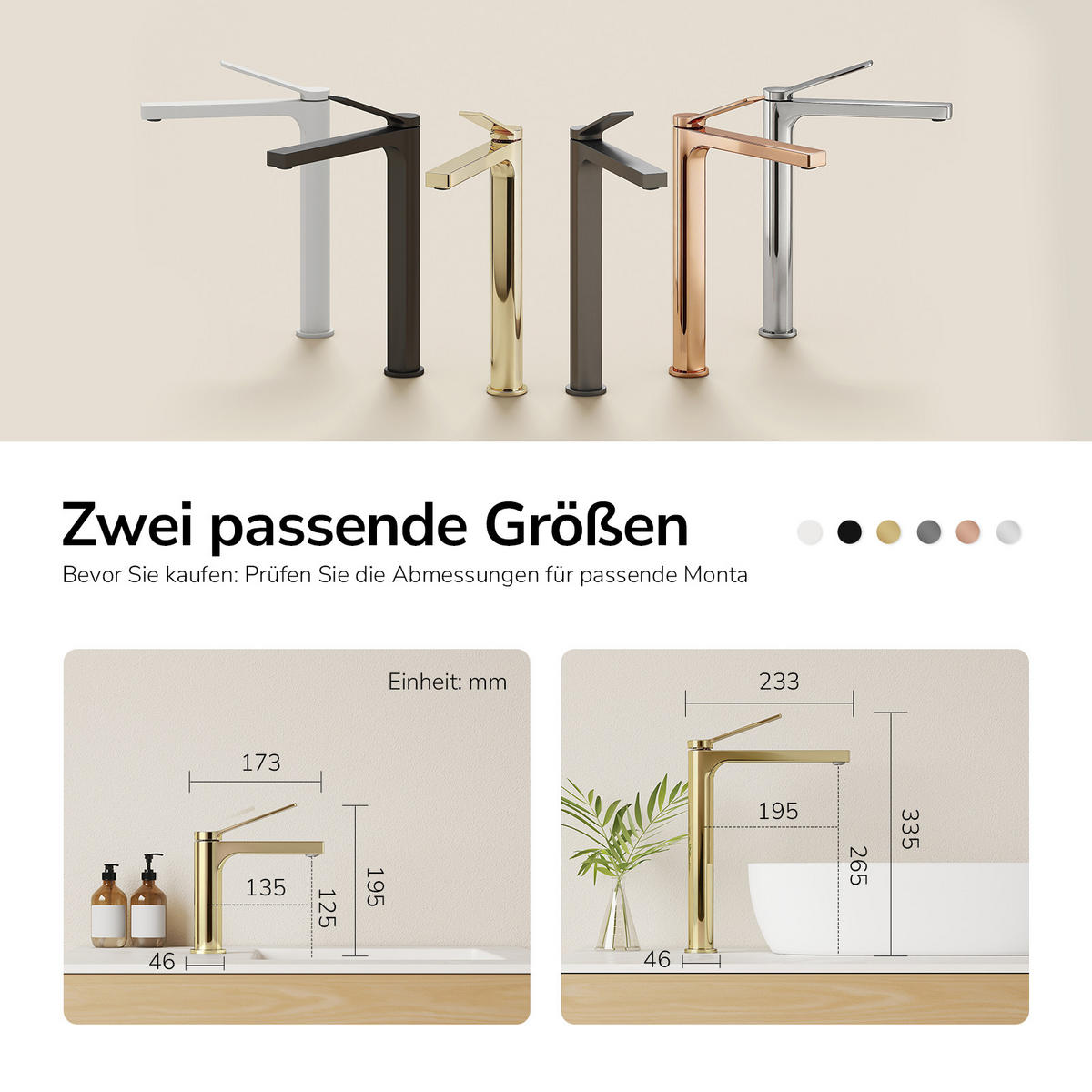 WASCHTISCHARMATUR mit Zertifiziertem Filterelement Champagnergold Hoher Stil - Goldfarben, Metall (23.3/4.6/33.5cm) - EMKE