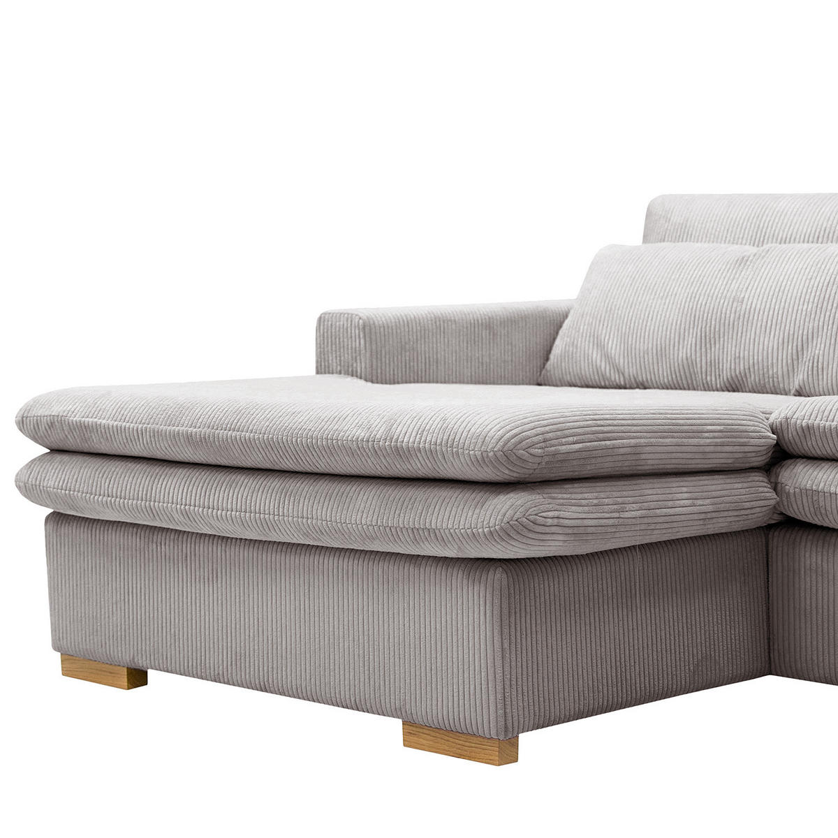 ECKSOFA mit Longchair - Hellgrau, Textil (299/164cm) - home24