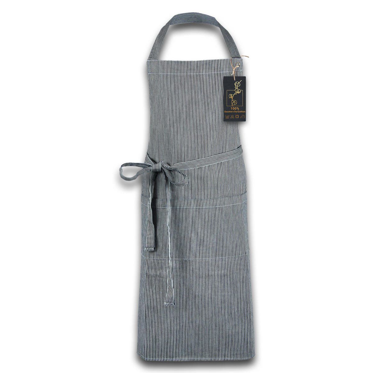 SCHÜRZE , 75x100 cm, 100% Baumwolle, Grau - Weiß/Grau, Textil (75/100cm) - Zollner