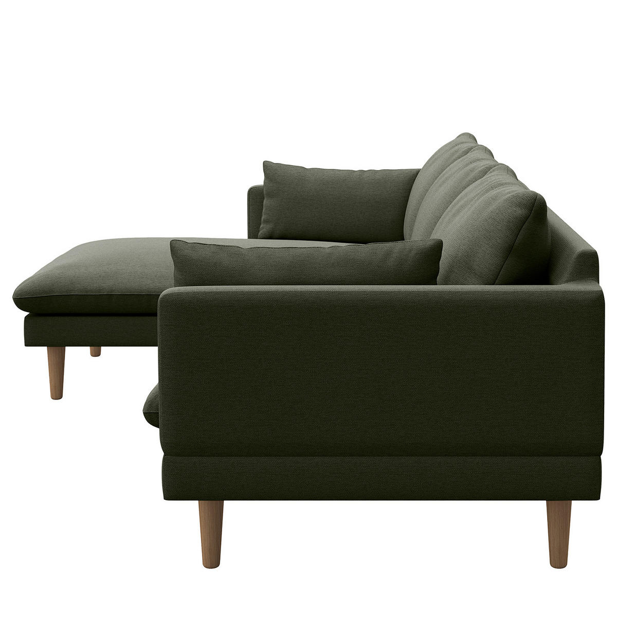 ECKSOFA mit Longchair - Webstoff - Buchefarben/Grau, Buchenholz/Textil (242/150cm) - home24