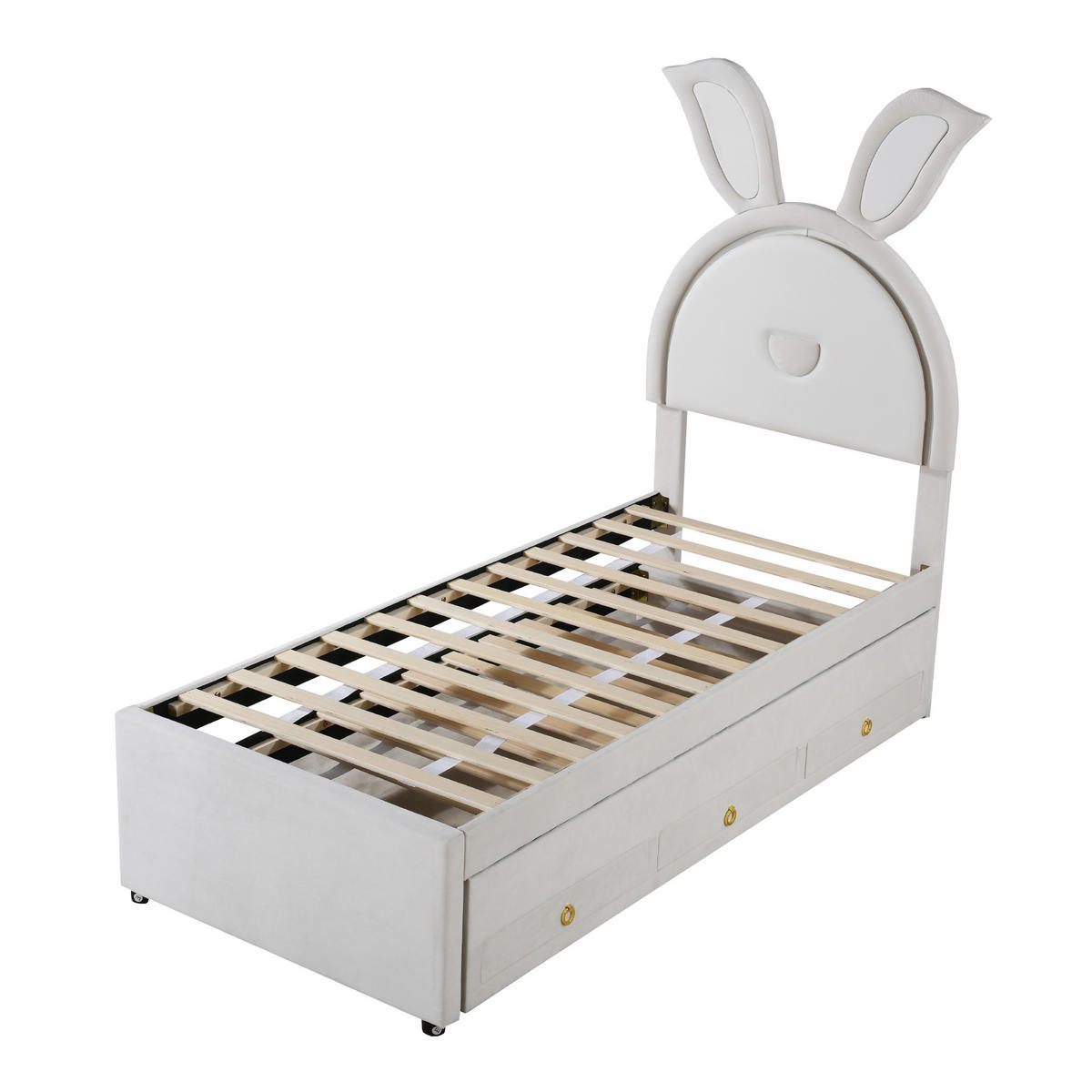 KINDERBETT 90x200 cm LED Rollbett beige - Beige, Textil (90/200cm) - LEBENLANG