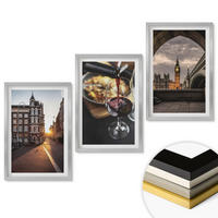 WANDBILDER 3er Set - 40x60 cm Silberner Rahmen - Bilder von Essen in der Stadt London - Silberfarben, Kunststoff (40/60cm) - ArtPrintCave
