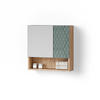 BADSPIEGELSCHRANK Ronco Grün/Goldkraft Eiche 54 x 55 cm - Eiche Wotan/Grün, Holzwerkstoff (54/55/17cm) - Livinity®