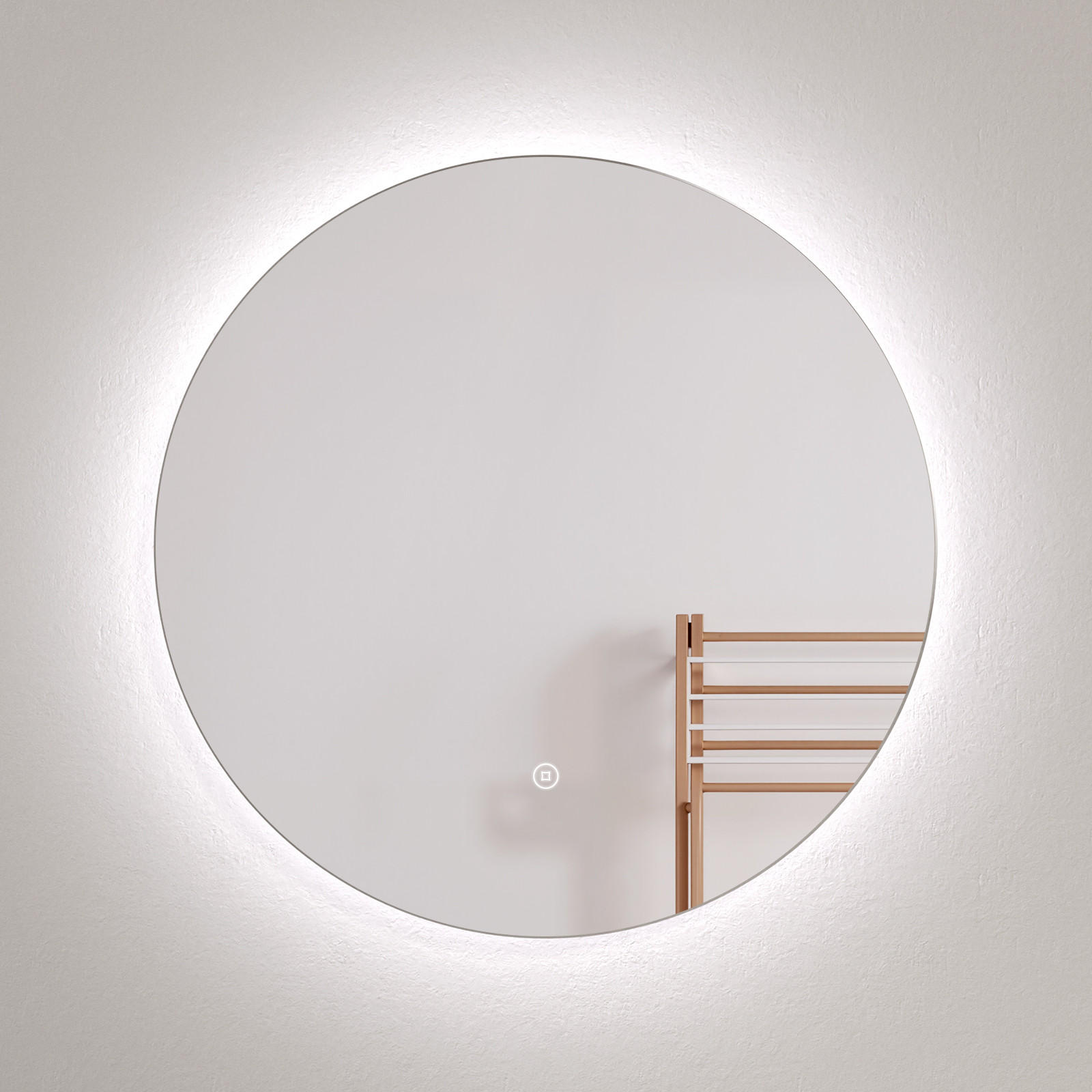 BADSPIEGEL rund mit Beleuchtung rahmenlos Ø70 cm - Weiß, Glas (70/3/70cm) - EMKE