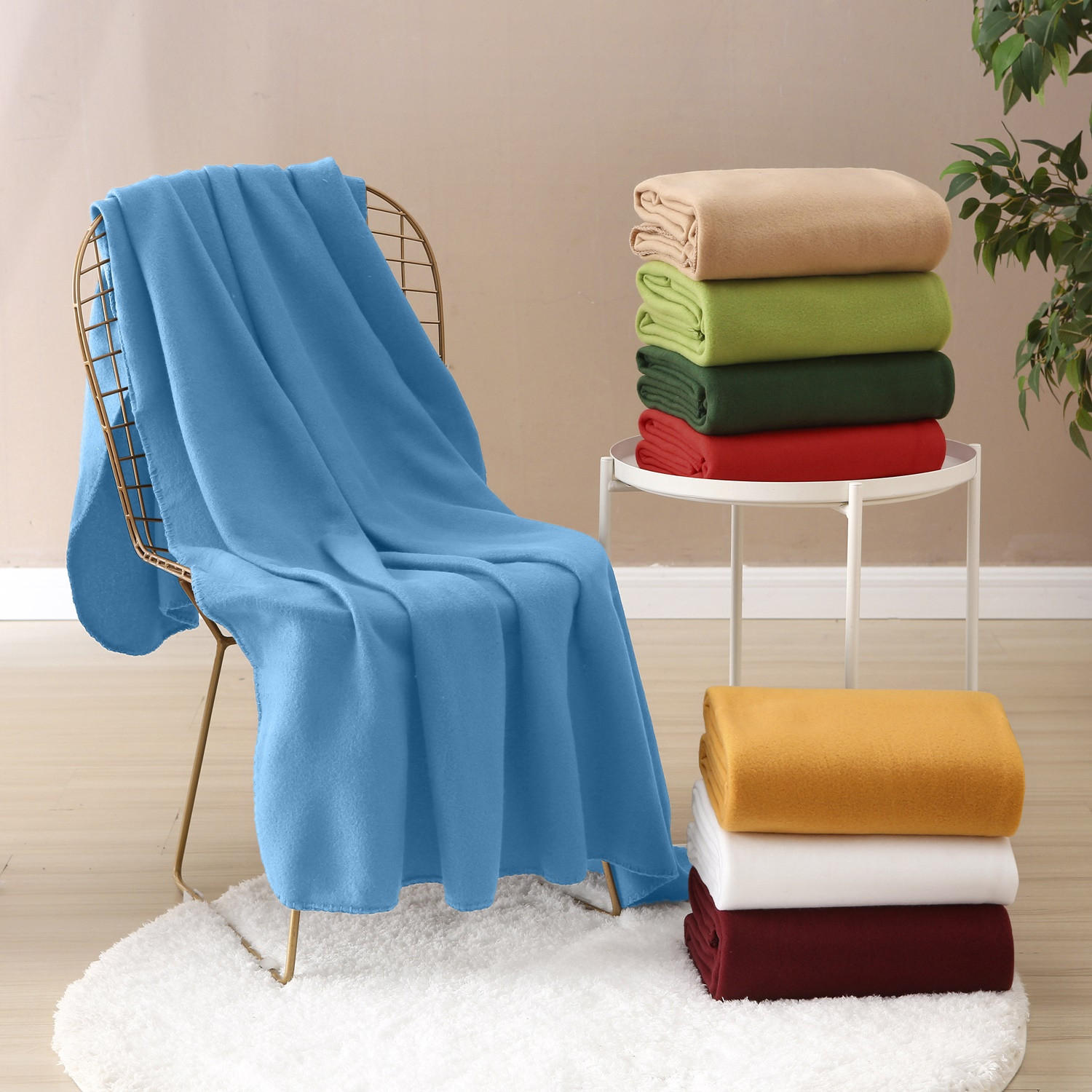 FLEECEDECKE blau 130/160 cm Kettelrand Anti-Pilling - Blau, Textil (130/160cm) - wometo